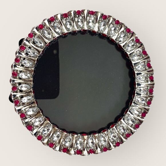 Papyrus Round Pink & Silver Bejeweled 4" x 4" (5" x 5")  Round Picture Frame - Picture 2 of 6